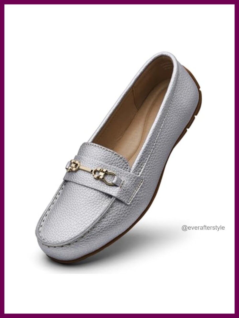 Genuine Leather Loafers with Gold Buckle & Memory Foam